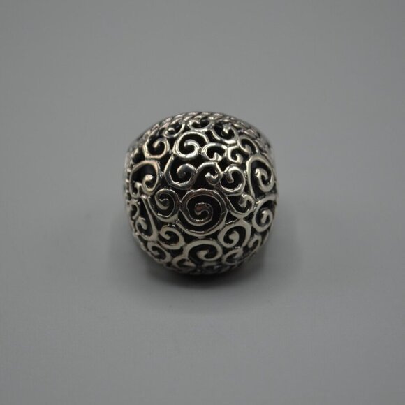 Silver Filigree Baroque Style Cocktail Ring Sterling 925 Swirl Design Size 8 - Picture 2 of 8
